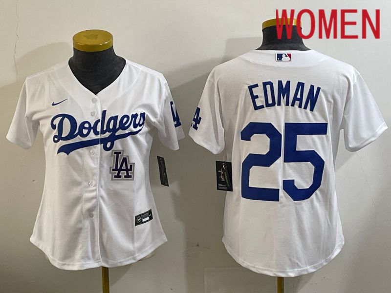 Women Los Angeles Dodgers 25 Edman White Game 2024 Nike MLB Jersey style 11205